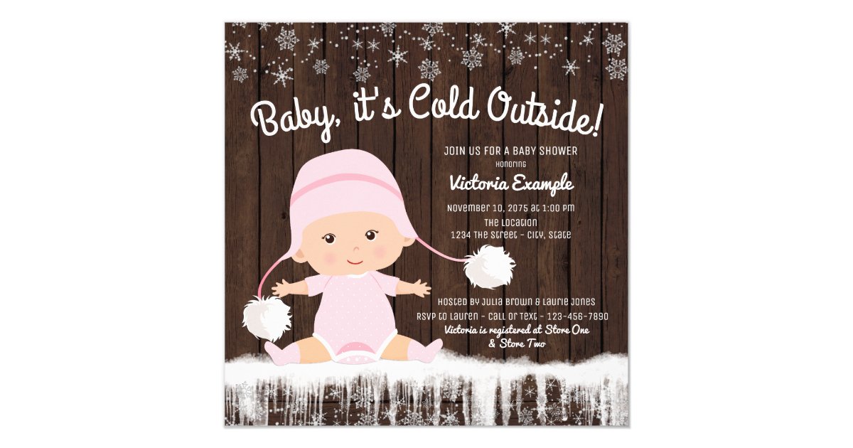 Baby Its Cold Outside Girl Baby Shower Invitation Zazzle Com