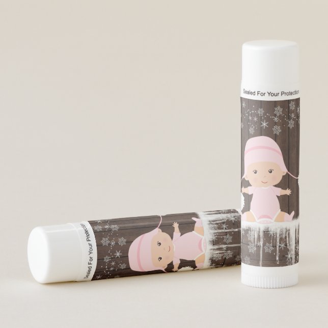 Baby Its Cold Outside Girl Baby Shower Lip Balm (Front)
