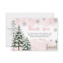 Baby it's Cold Outside Girl Baby Shower Thank You Card