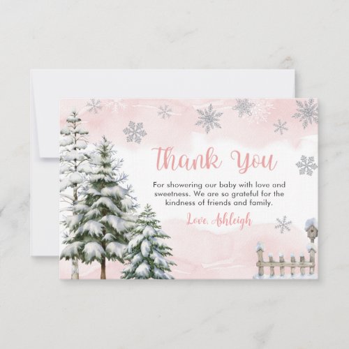 Baby its Cold Outside Girl Baby Shower Thank You Card