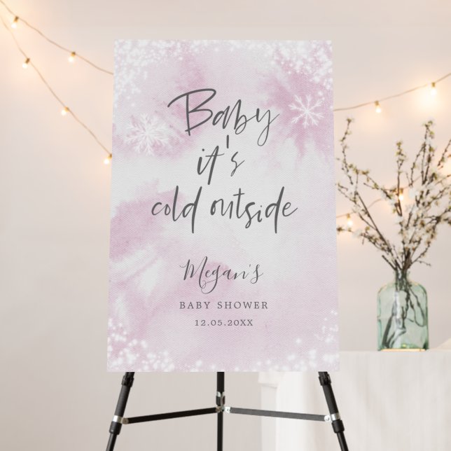 Baby It's Cold Outside Girl Baby Shower Welcome Foam Board (In Situ (Stand))