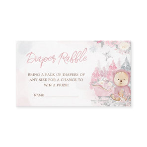Baby It's Cold Outside Girl Bear Diaper Raffle Enclosure Card