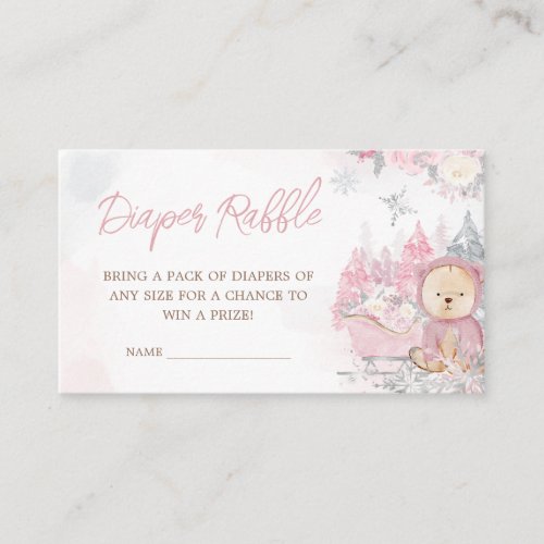 Baby Its Cold Outside Girl Bear Diaper Raffle Enclosure Card