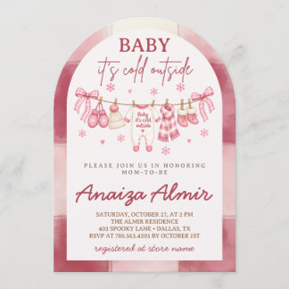 Baby It's Cold Outside Girl Pink Baby Shower Invitation