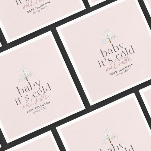 Baby Its Cold Outside Girl Pink Baby Shower Napkins