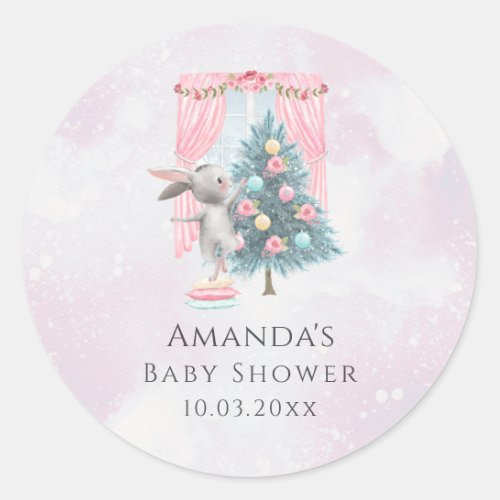 Baby Its Cold Outside Girl Winter Baby Shower  Classic Round Sticker