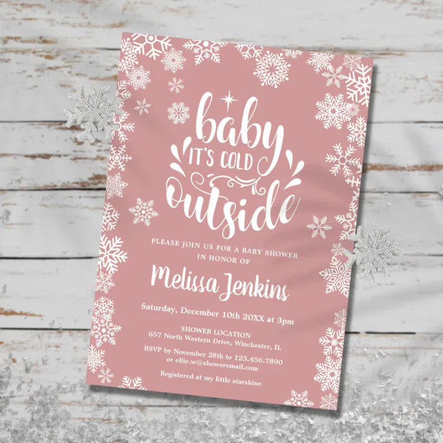 Baby It's Cold Outside Girl Winter Baby Shower Invitation | Zazzle