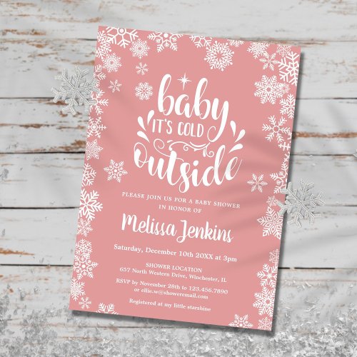 Baby Its Cold Outside Girl Winter Baby Shower Invitation