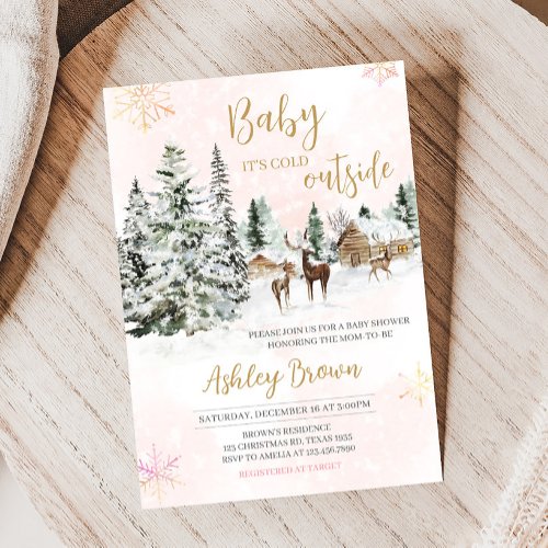 Baby Its Cold Outside Girl Winter Baby Shower Invitation