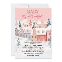 Baby its cold outside girl winter baby shower  invitation