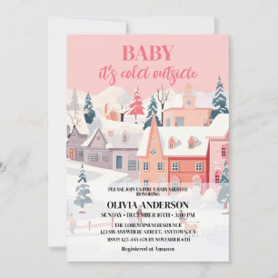 Baby its cold outside girl winter baby shower  invitation