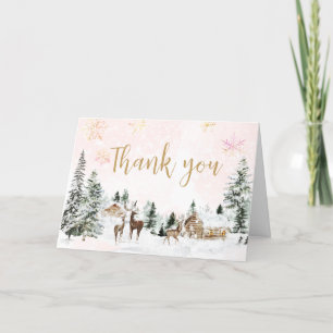 Baby It's Cold Outside Girl Winter Baby Shower Letterpress Thank You Card