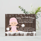 Baby its Cold Outside Girls Baby Shower Invitation (Standing Front)