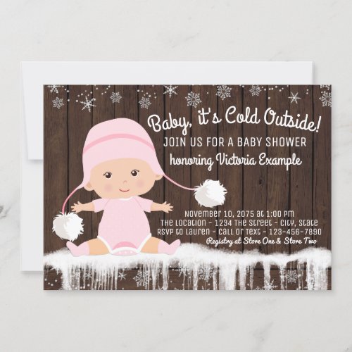Baby its Cold Outside Girls Baby Shower Invitation