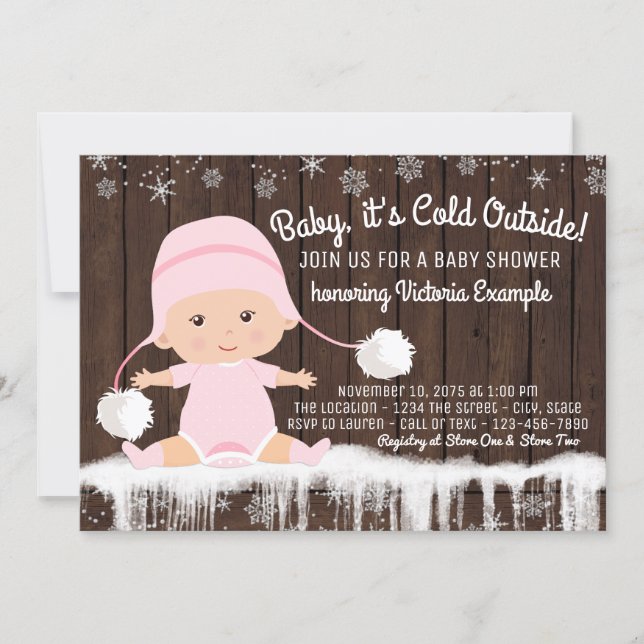 Baby its Cold Outside Girls Baby Shower Invitation (Front)