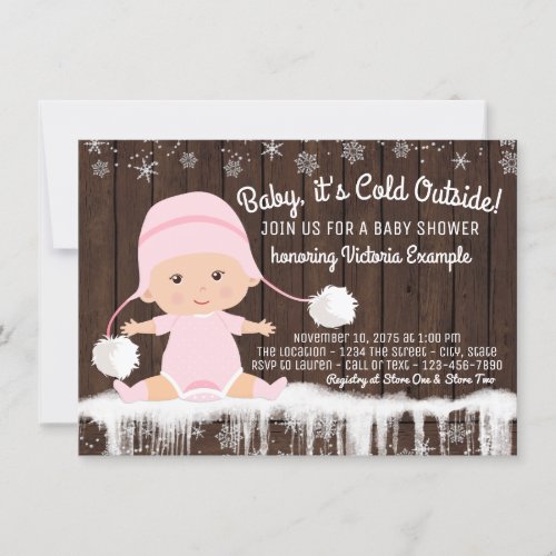 Baby its Cold Outside Girls Baby Shower Invitation