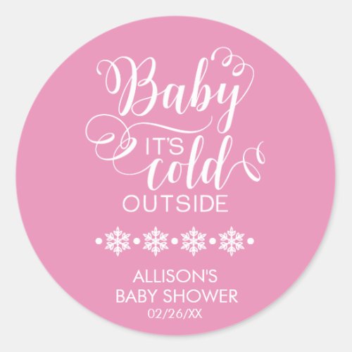 Baby Its Cold Outside Girls Baby Shower Sticker