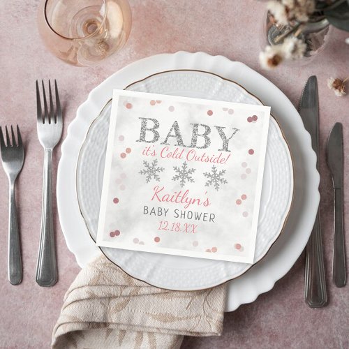 Baby Its Cold Outside Girls Winter Baby Napkins