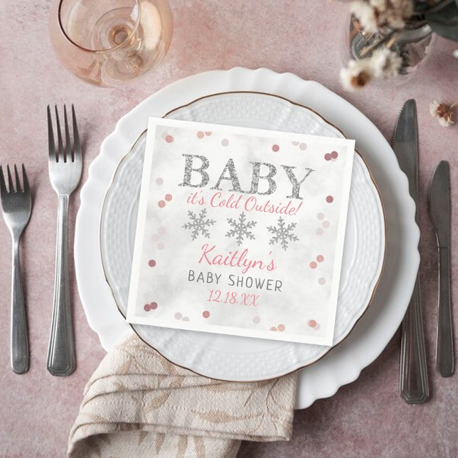 Baby It's Cold Outside Girls Winter Baby Napkins (Creator Uploaded)