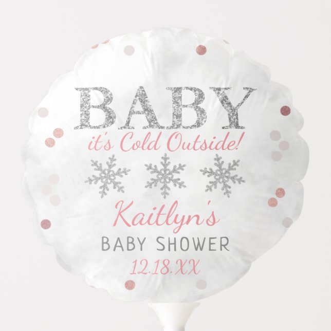 Baby It's Cold Outside Girls Winter Baby Shower Balloon (Front)