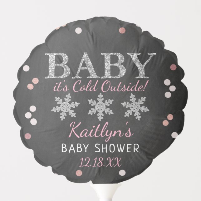 Baby It's Cold Outside Girls Winter Baby Shower Balloon (Front)