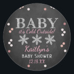 Baby It's Cold Outside Girls Winter Baby Shower Classic Round Sticker<br><div class="desc">Celebrate in style with these trendy baby shower stickers. The design is easy to personalize with your own wording and your family and friends will be thrilled when they see these fabulous stickers.</div>