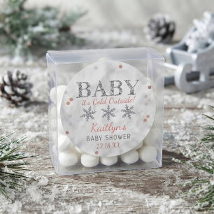 Baby It's Cold Outside Girls Winter Baby Shower Classic Round Sticker