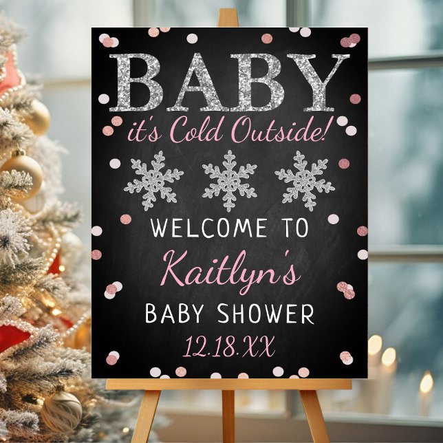 Baby It's Cold Outside Girls Winter Baby Shower Foam Board (Creator Uploaded)