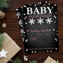 Baby It's Cold Outside Girls Winter Baby Shower Foil Invitation