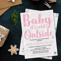 Baby It's Cold Outside Girls Winter Baby Shower Foil Invitation