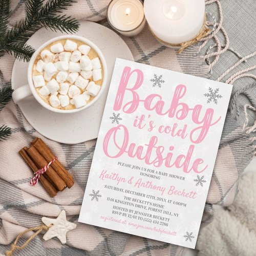 Baby Its Cold Outside Girls Winter Baby Shower Invitation
