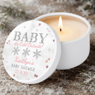 Baby It's Cold Outside Girls Winter Baby Shower Mini Candle Favors