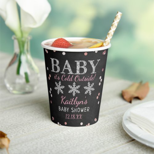 Baby Its Cold Outside Girls Winter Baby Shower Paper Cups