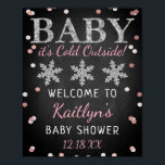 Baby It's Cold Outside Girls Winter Baby Shower Poster<br><div class="desc">Celebrate in style with this trendy baby shower welcome sign. The design is easy to personalize with your own wording and your family and friends will be thrilled when they see this fabulous party sign. Matching party items can be found in the collection.</div>