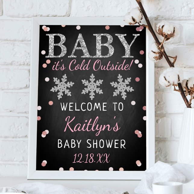 Baby It's Cold Outside Girls Winter Baby Shower Poster (Creator Uploaded)