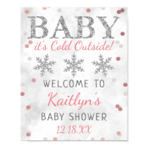 Baby It's Cold Outside Girls Winter Baby Shower Poster