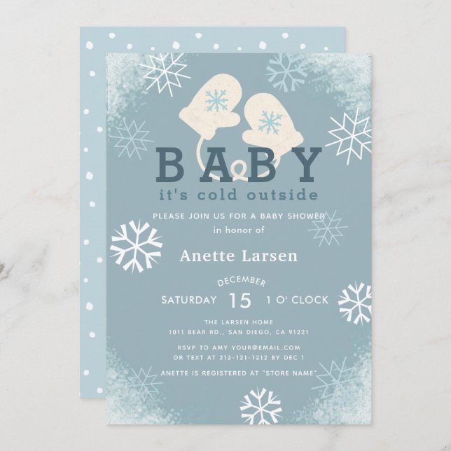 Baby Its Cold Outside Gloves Shower Invitation (Front/Back)