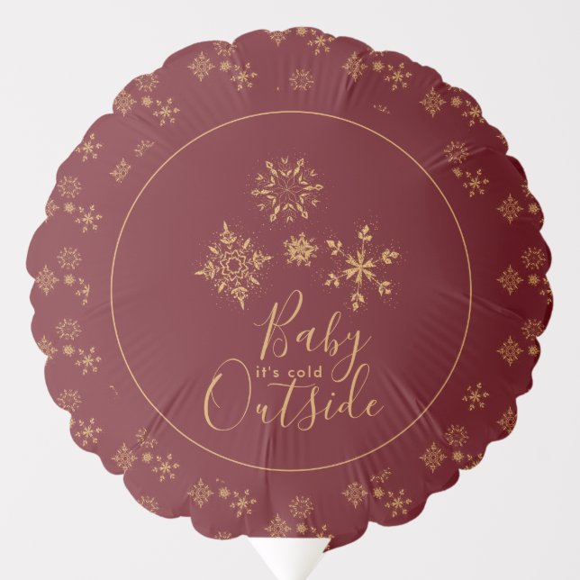Baby it's Cold Outside Golden Snowflakes Balloon (Front)