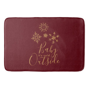 Baby it's Cold Outside Golden Snowflakes Bath Mat