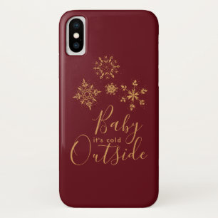 Baby it's Cold Outside Golden Snowflakes iPhone X Case
