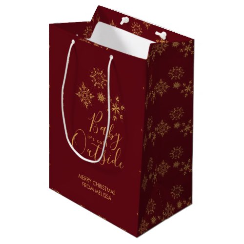 Baby its Cold Outside Golden Snowflakes Medium Gift Bag