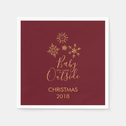 Baby its Cold Outside Golden Snowflakes Napkins