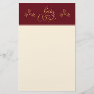 Baby it's Cold Outside Golden Snowflakes Stationery