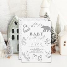 Baby It's Cold Outside Gray Ski Baby Shower