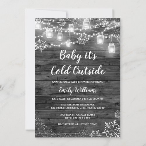 Baby its Cold Outside Gray Winter Baby Shower Invitation