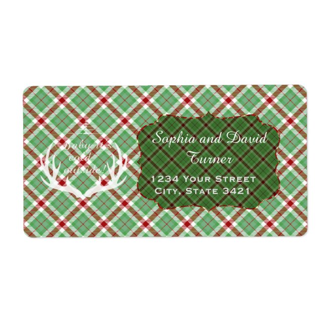 Baby it's Cold Outside Green Plaid Holiday Label (Front)