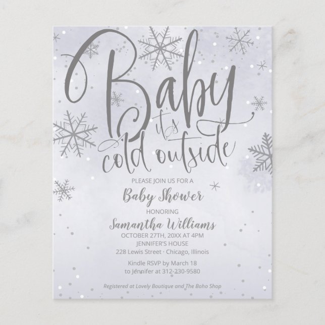 Baby It's Cold Outside Grey Baby Shower Invitation (Front)