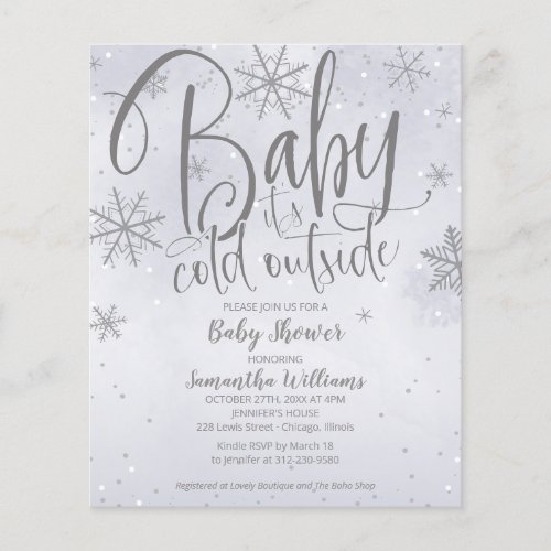 Baby Its Cold Outside Grey Baby Shower Invitation