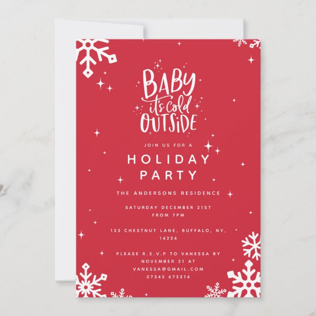 Baby its cold outside holiday party invitation (Front)