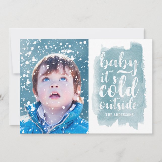 Baby It's Cold Outside Holiday Photo Card (Front)